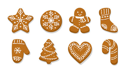 Gingerbread cookies vector set