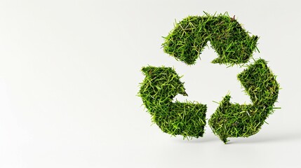 A recycle symbol made of grass