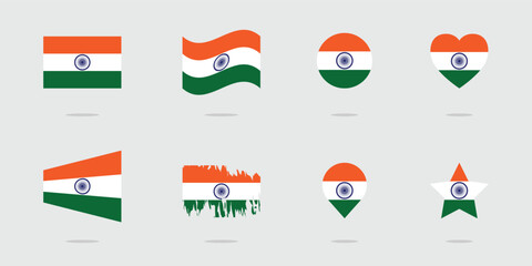 Flag of India. Vector Indian flag set. Indian flag collection.