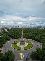 Aerial view of Victory Column in Berlin, Germany