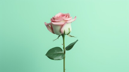 Pink Rose With Green Background