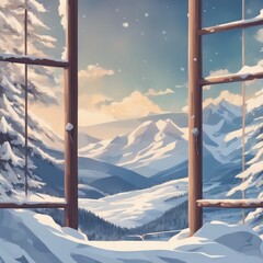 Frosty Windows: Snowy Mountains and Hiking in the Snow - An Abstract Adventure