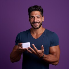 Man Holding Small White Object