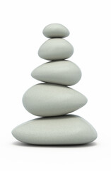 Balanced pebbles render (isolated on white and clipping path)