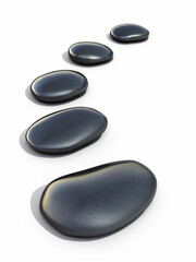 Zen stones black (isolated on white and clipping path)
