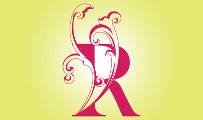 Elegant letter R. Graceful royal style. Calligraphic beautiful logo. Vintage drawn emblem for book design, brand name, business card, Restaurant, Boutique, Hotel. Vector illustration