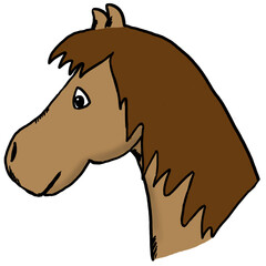 Brauner Pferdekopf mit dunkelbrauner Mähne