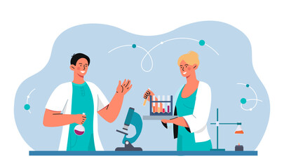 Scientists team in laboratory vector