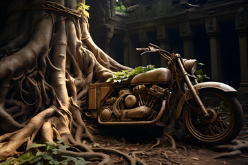 Old motorcycle in the forest