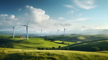 Wind Farm Generating Renewable Energy in a Rural Landscape