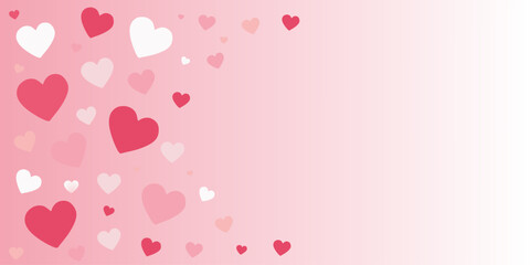 Obraz premium Abstract Vector Gradient backdrop with flying Hearts. Valentine background box with copy space. Background Illustration for Mothers Day, Valentines Day Greeting Card. Holiday Banner Template for text