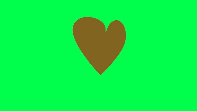 Hand Drawn intertwined heart animation on a green background. Cartoon Hand Drawn heart animation with key color. Women's day, Valentine's Day, and Wedding day heart animation. Key color, Chroma key.