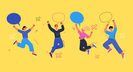 People jumping vector set