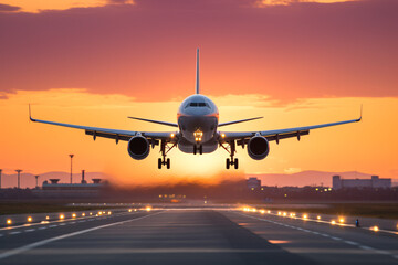 Fototapeta na wymiar A plane taking off from an airport