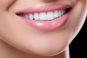 Obraz premium Closeup healthy white teeth and pink gum of a woman