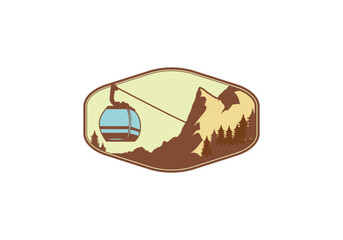 cable car with tree vector icon logo illustration white background