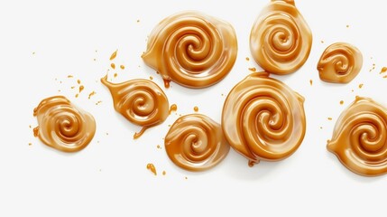 Obraz na płótnie Canvas Set of caramel swirls isolated on transparent background Ai Generative