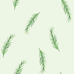 Fototapeta premium Watercolor seamless pattern illustration of fresh rosemary isolated on background. Detail of beauty products and botany set, cosmetology and medicine. For designers, spa decoration, postcards