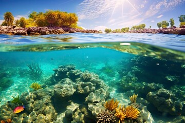 Fototapeta na wymiar An underwater world teeming with colorful coral reefs