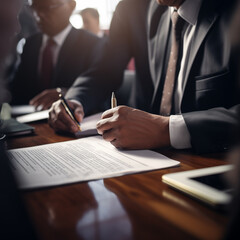 Business man sign a contract investment professional document agreement. meeting room.