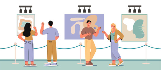 Visiting gallery vector concept