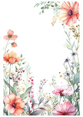 Water Color Pastel Flower and bloom, Wedding decorative perfect rectangle frame border Elegant Wedding Flower Frame in Soft Pastels