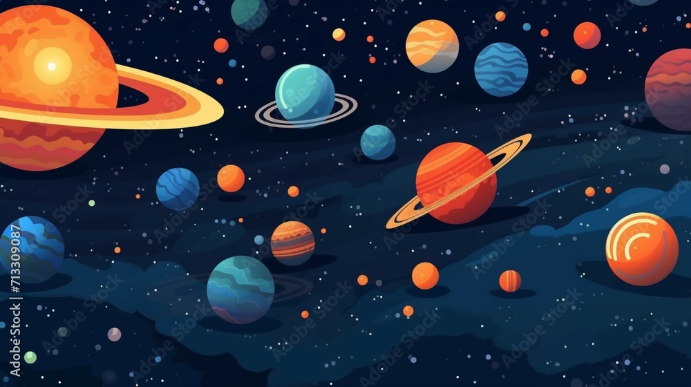 Wall mural vector space background cute flat style template ai generative