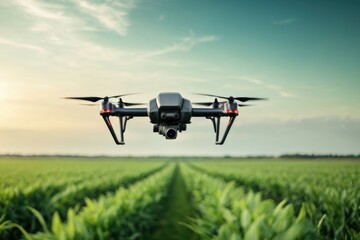 Drone spraying water on the field