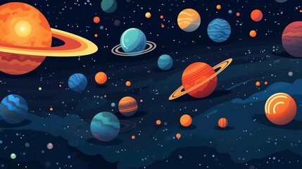 Vector space background Cute flat style template Ai Generative