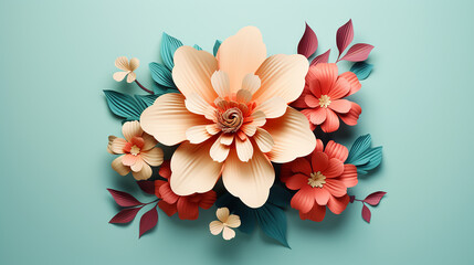 Fototapeta na wymiar Photo flower paper flower 3d illustration