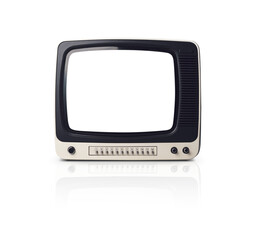 Vintage analog TV on white background