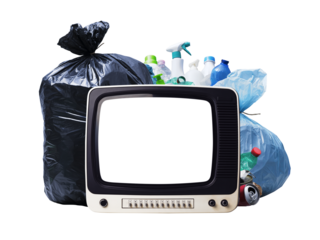 Assorted garbage and old TV
