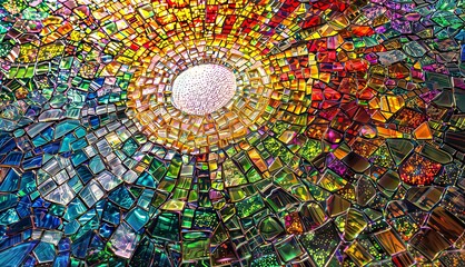 Colorful stained glass mosaic background. Close-up. Toned.