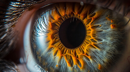 A captivating macro photograph highlighting the delicate texture and details of an iris, with soft lighting that accentuates the natural beauty and complexity of the eye, creating