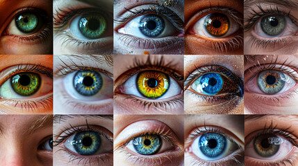 A composite photograph showcasing the variety of eye expressions, from joy to contemplation, highlighting the emotive power of the eyes and the role of irises in conveying nuanced