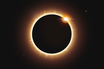  space sky background with solar eclipse,  realistic illustration of bright eclipse - obrazy, fototapety, plakaty