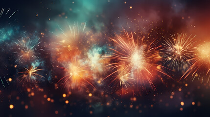 Fototapeta premium Fireworks background for celebration, holiday celebration concept