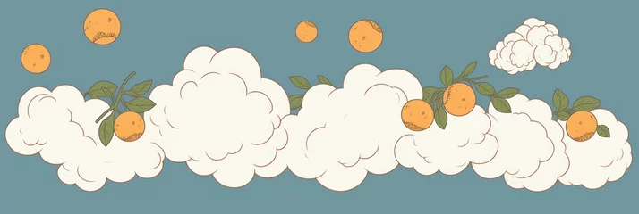Schilderijen op glas Ivory apricot and cloud cute square pattern © Michael