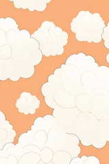 Fototapete Rund Ivory apricot and cloud cute square pattern © Michael