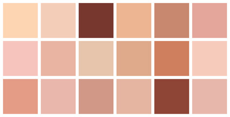 Creative vector illustration of human skin tone color palette set isolated on transparent background.