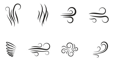 Creative vector illustration of smell symbols, nose, air, vapor smoke isolated on background.