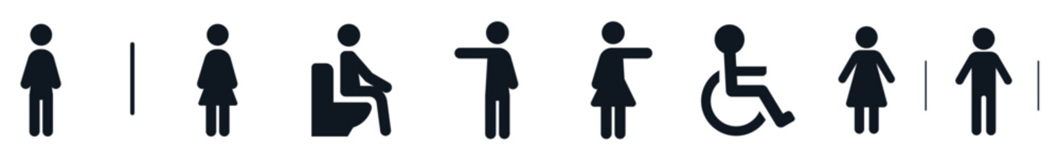 Creative vector illustration of toilet door symbols, male and female genders, wc, bathroom signals.