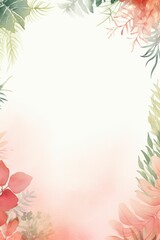 Floral Background With Red Flowers and Green Leaves