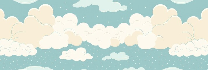 Ivory cyan and cloud cute square pattern