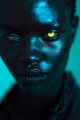 Woman With Yellow Eyes and Black Skin