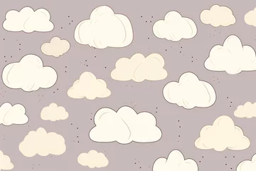 Meubelstickers Ivory eggplant and cloud cute square pattern © Michael