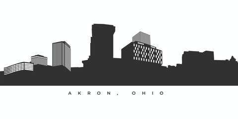 Akron city skyline silhouette illustration. Ohio skyscraper high building in vector
