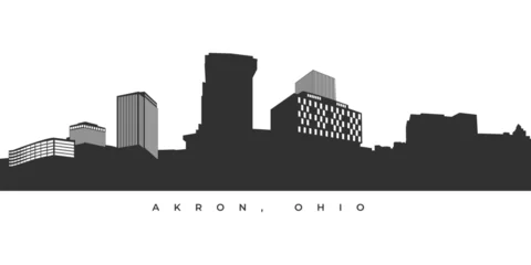 Fotobehang Akron city skyline silhouette illustration. Ohio skyscraper high building in vector © Budypiasa