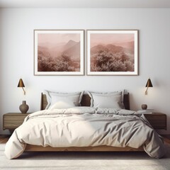 Bedroom With Two Pictures Above Bed