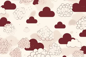Behangcirkel Ivory maroon and cloud cute square pattern © Michael